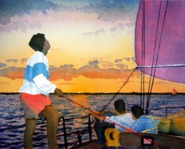 Dockscape Painting - yxf0121d impressionism marine dockside